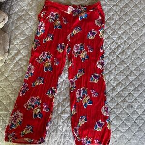 Floral Red Capri Bottoms